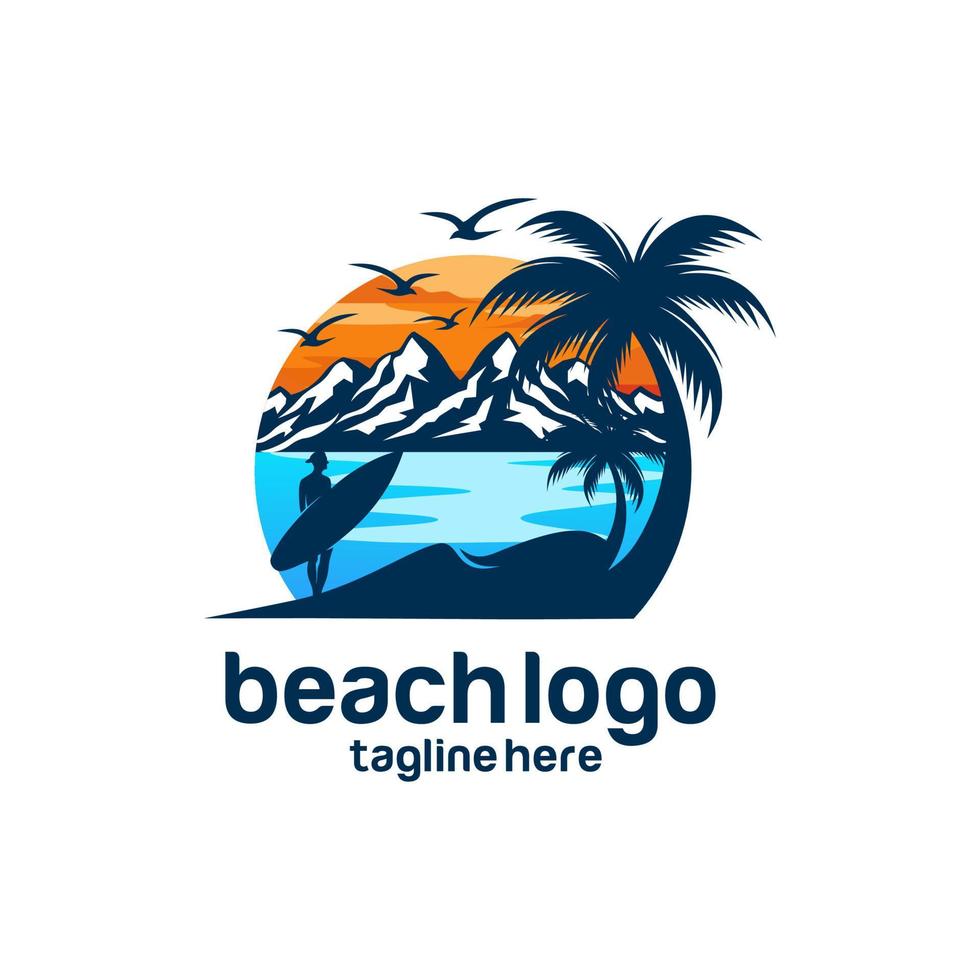 plantilla de vector de logotipo de playa