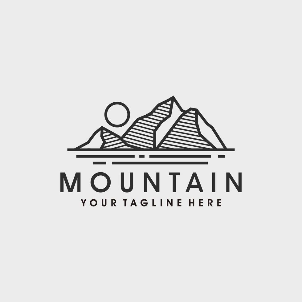 mountain logo design template with line art style vector