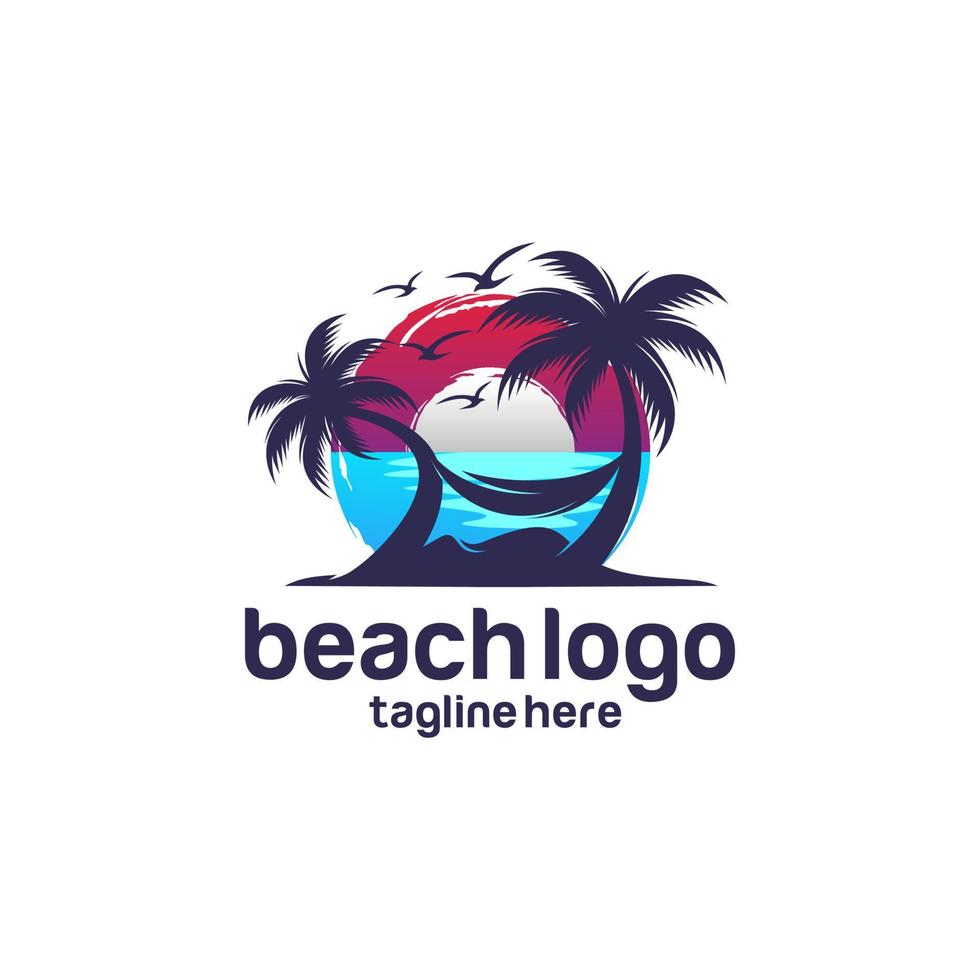 plantilla de vector de logotipo de playa