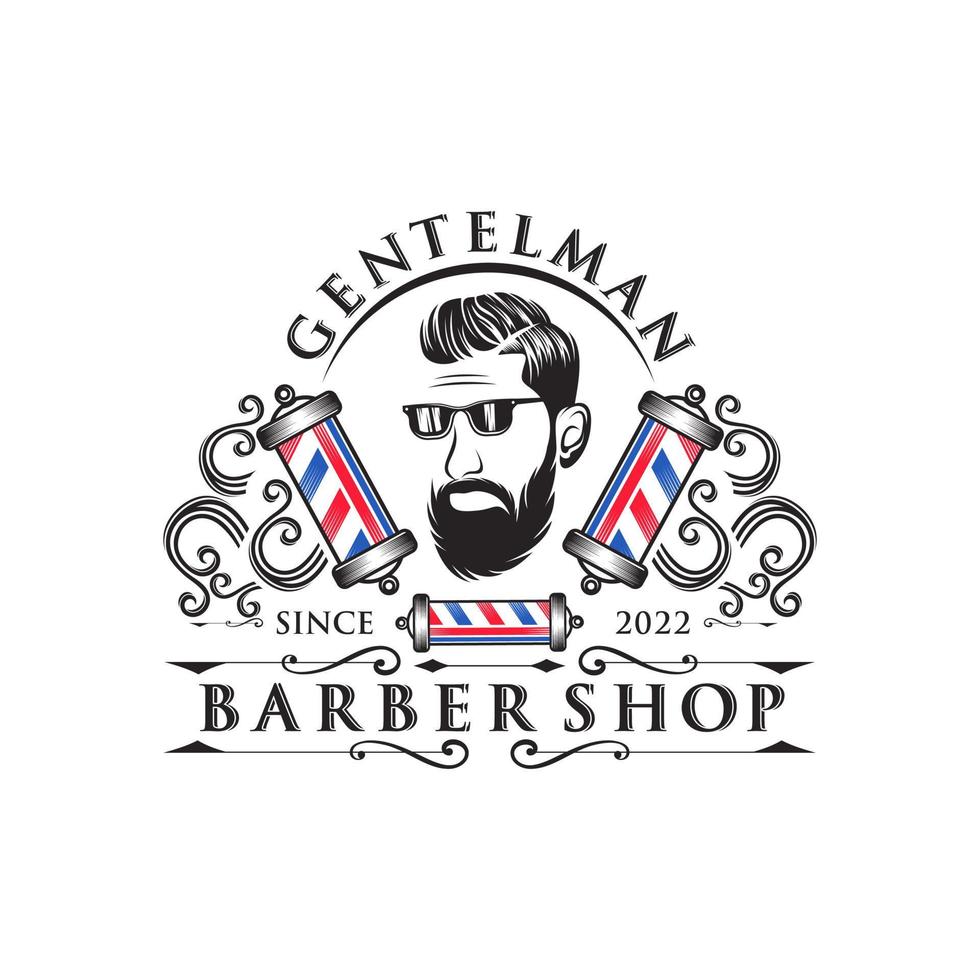 Gentleman barber shop vintage logo design vector