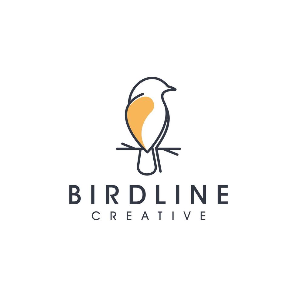 Bird line art logo design template vector