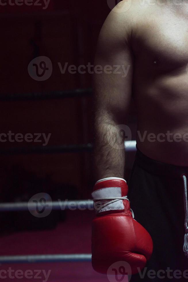 kick boxer with a focus on his glove photo