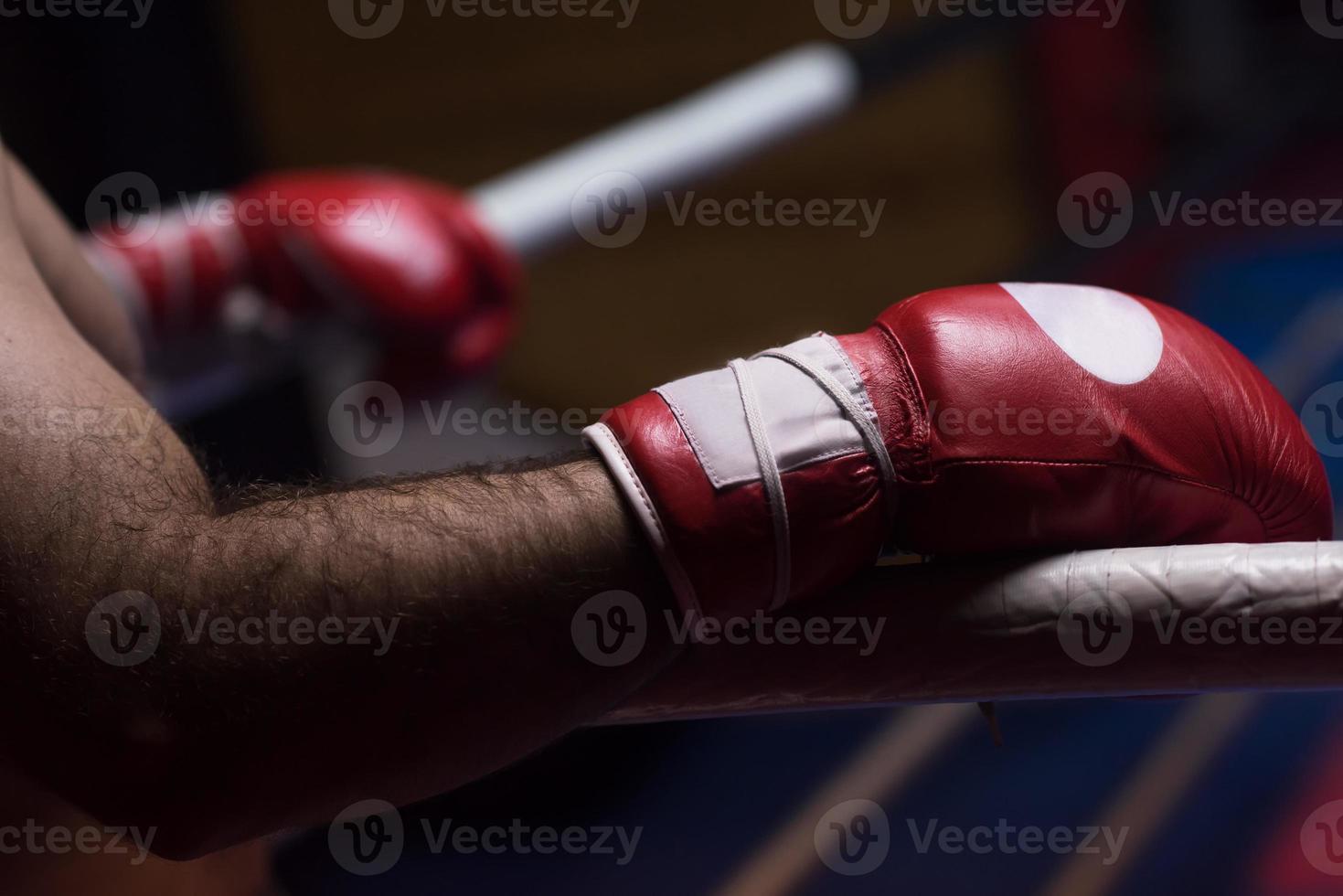 kick boxer with a focus on the gloves photo