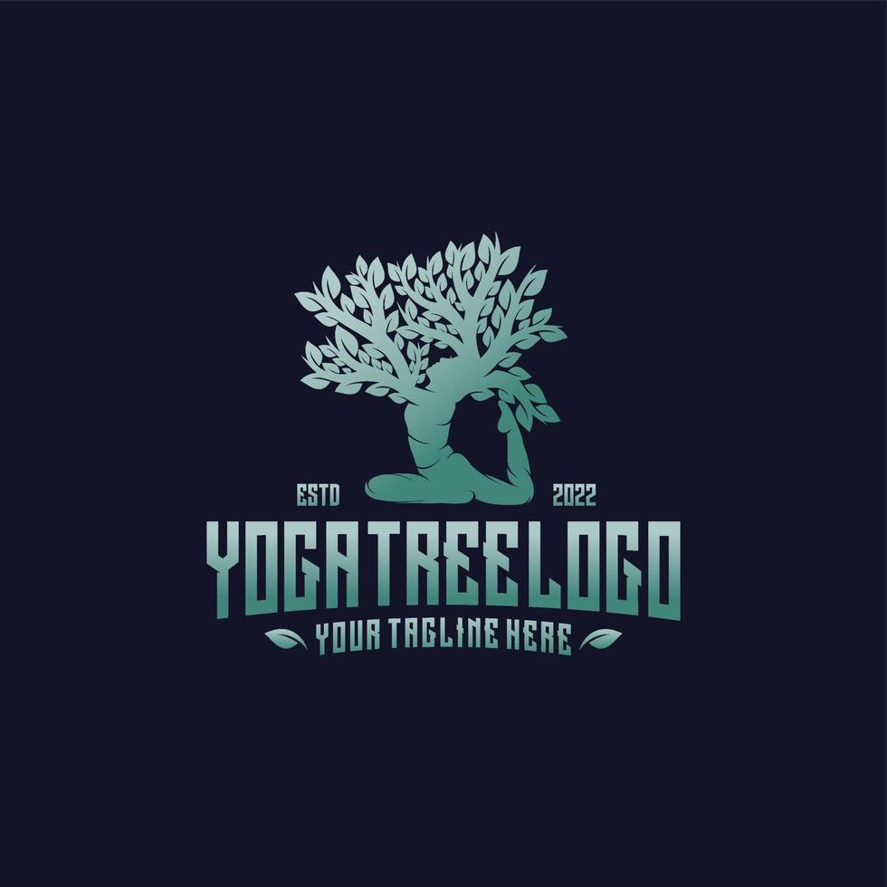 diseño del logotipo de yoga del árbol de la vida vector