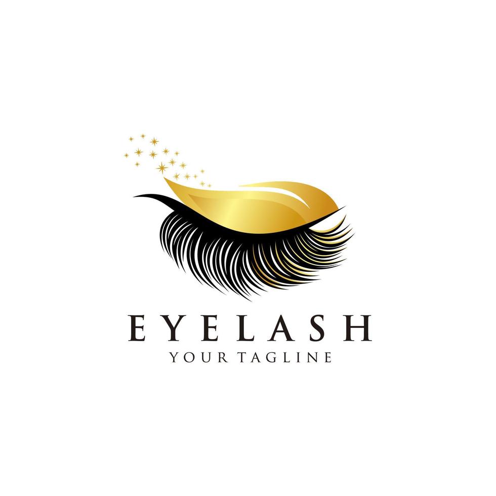 Luxurious eyelash and eyebrow extension logo. Vector illustration. in modern style. Vector emblem for makeup or beauty salon, eyelash and eyebrow extension maker.