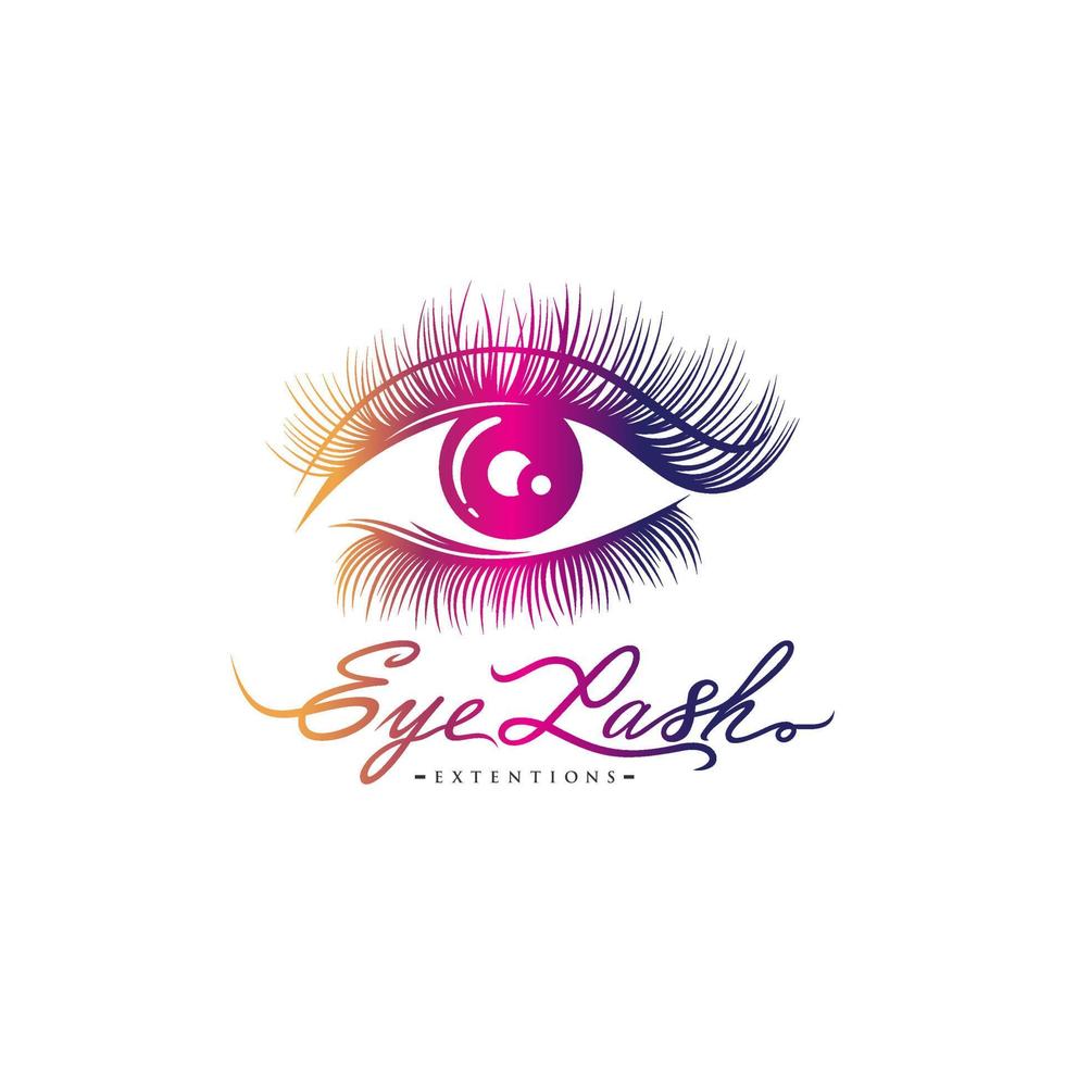 Luxurious eyelash and eyebrow extension logo. Vector illustration. in modern style. Vector emblem for makeup or beauty salon, eyelash and eyebrow extension maker.