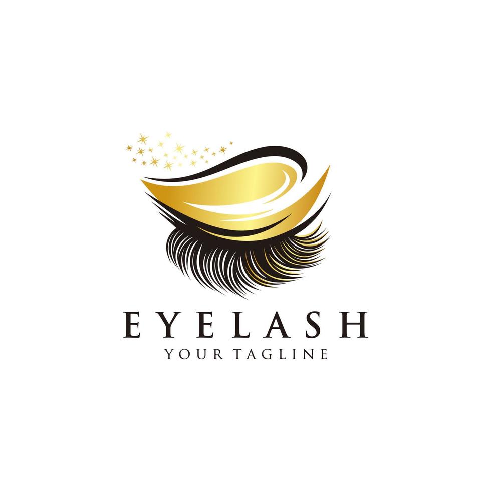 logotipo de extensión de pestañas y cejas de lujo. ilustración vectorial coloreada. en estilo moderno. emblema vectorial para maquillaje o salón de belleza, fabricante de extensiones de pestañas y cejas. vector