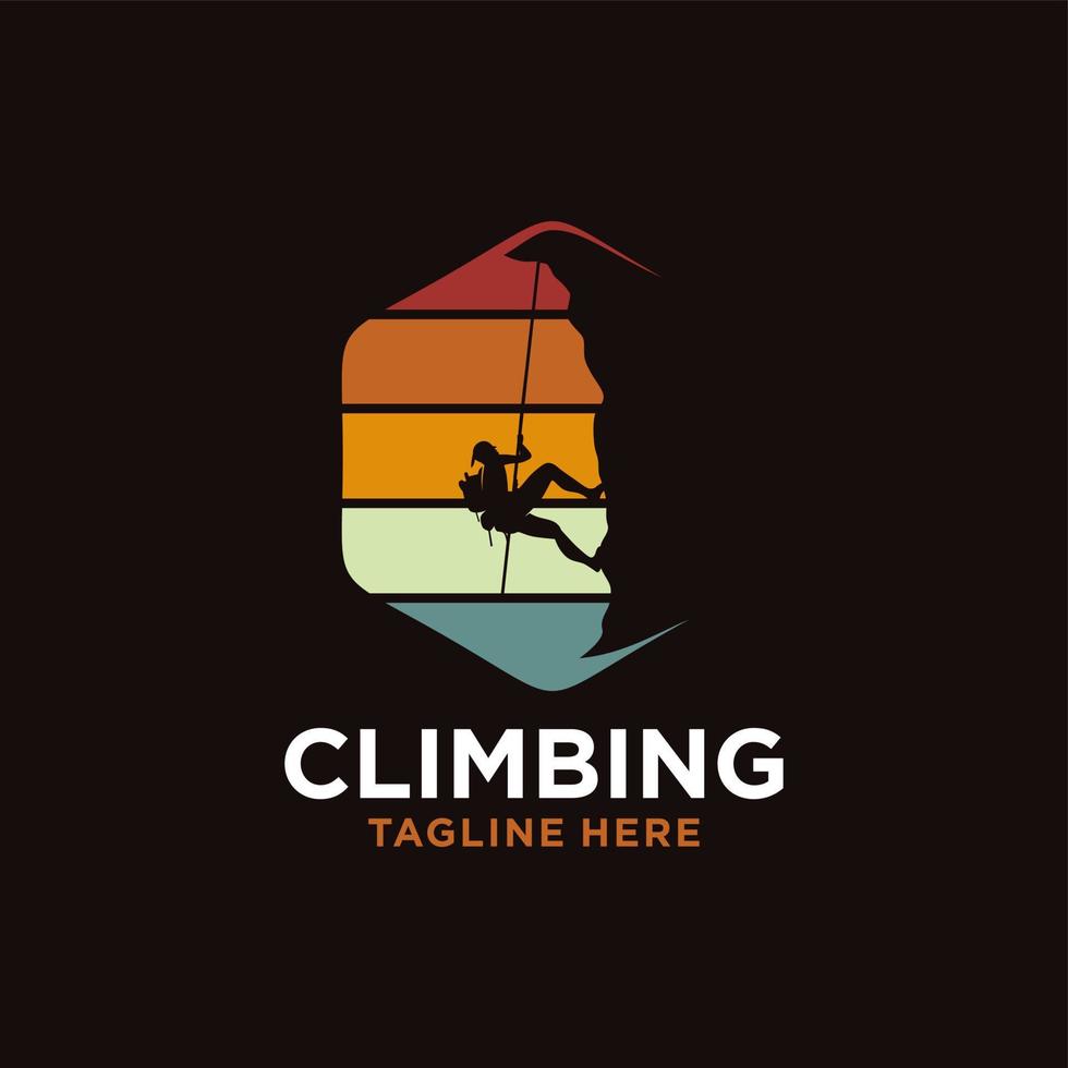 Silhouette Man climbing on a cliff graphic vector. vector