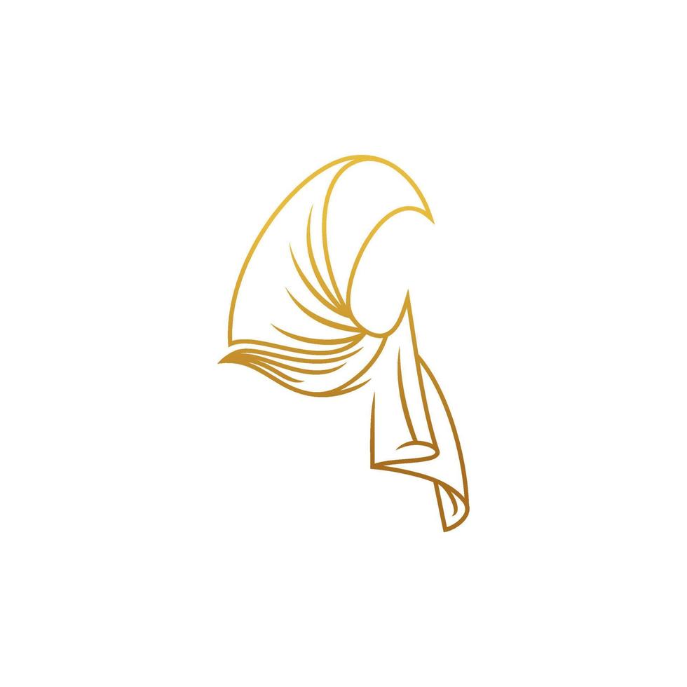 Hijab line art logo vector. hijab vector graphic design.