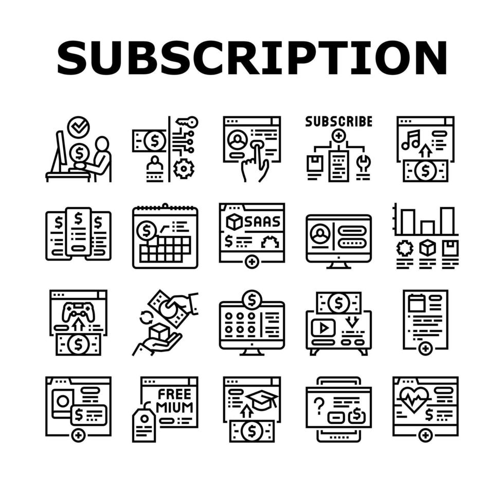 Subscription Content Collection Icons Set Vector