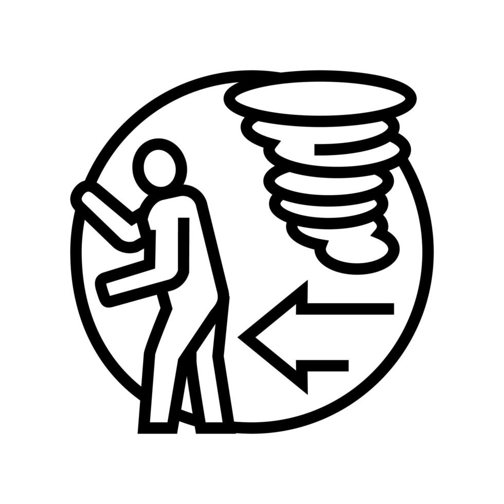 escape from hurricane refugee line icon vector illustration