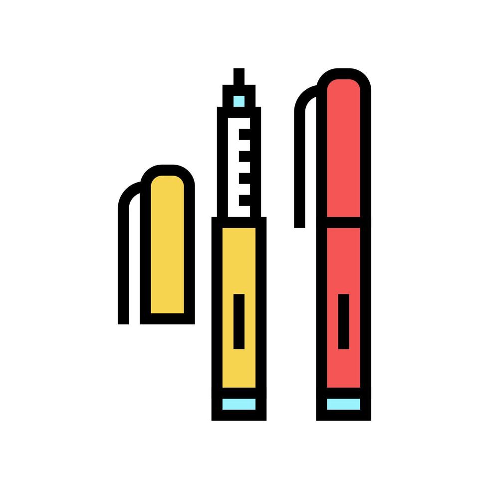 pluma portátil de insulina jeringa icono de color ilustración vectorial vector