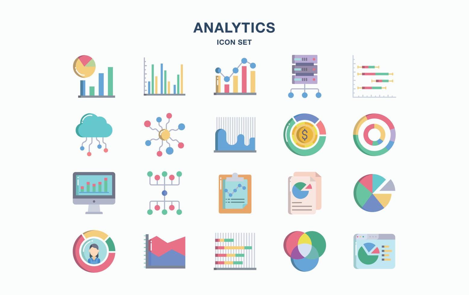 conjunto de iconos de análisis de datos y gráficos vector