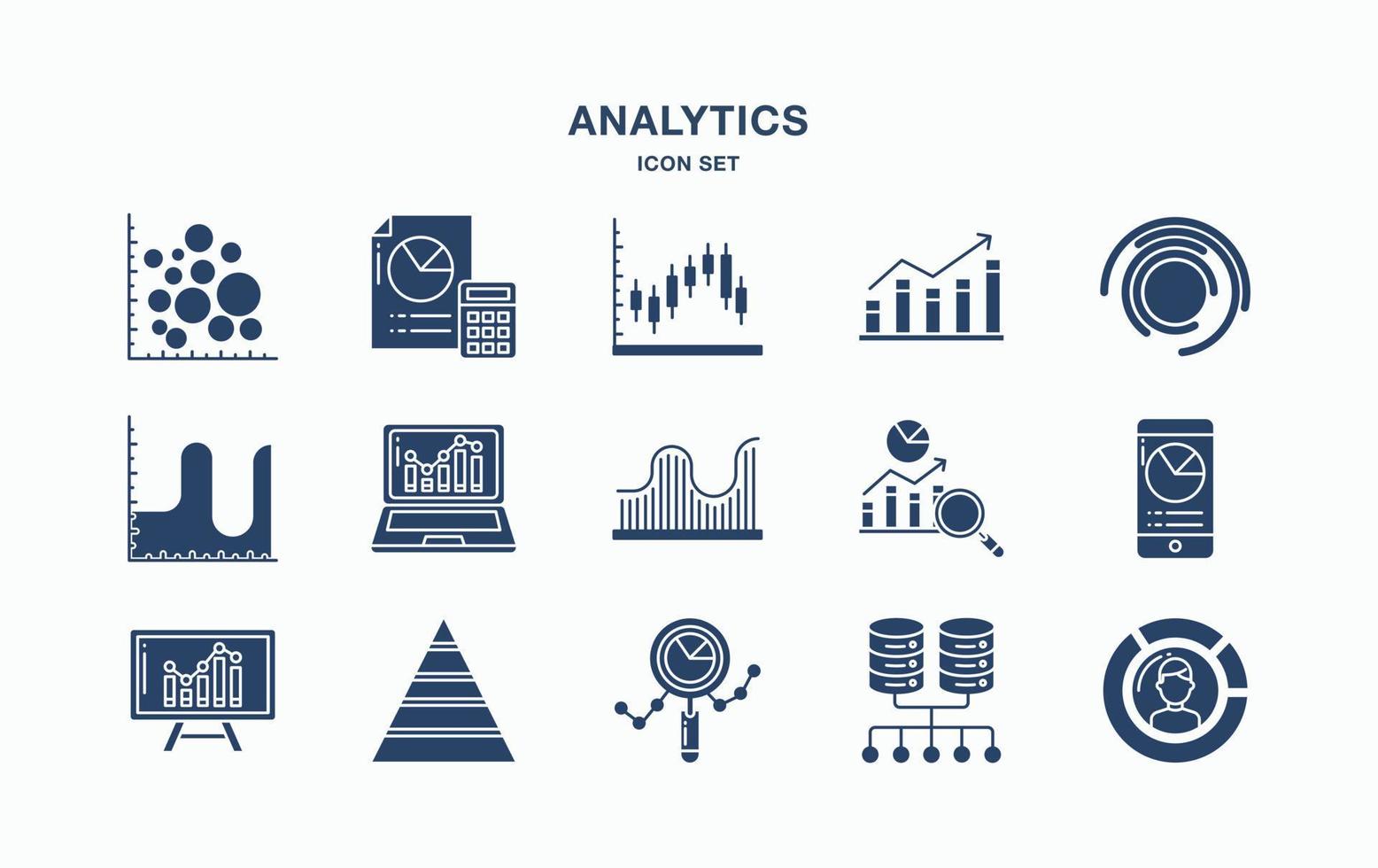 conjunto de iconos de análisis de datos y gráficos vector