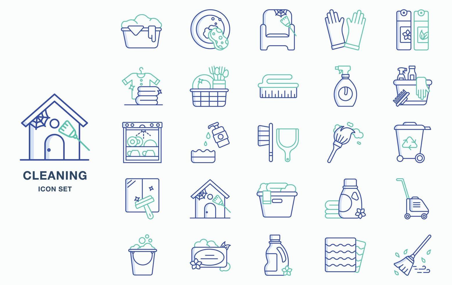 conjunto de iconos de limpieza e higiene del hogar vector