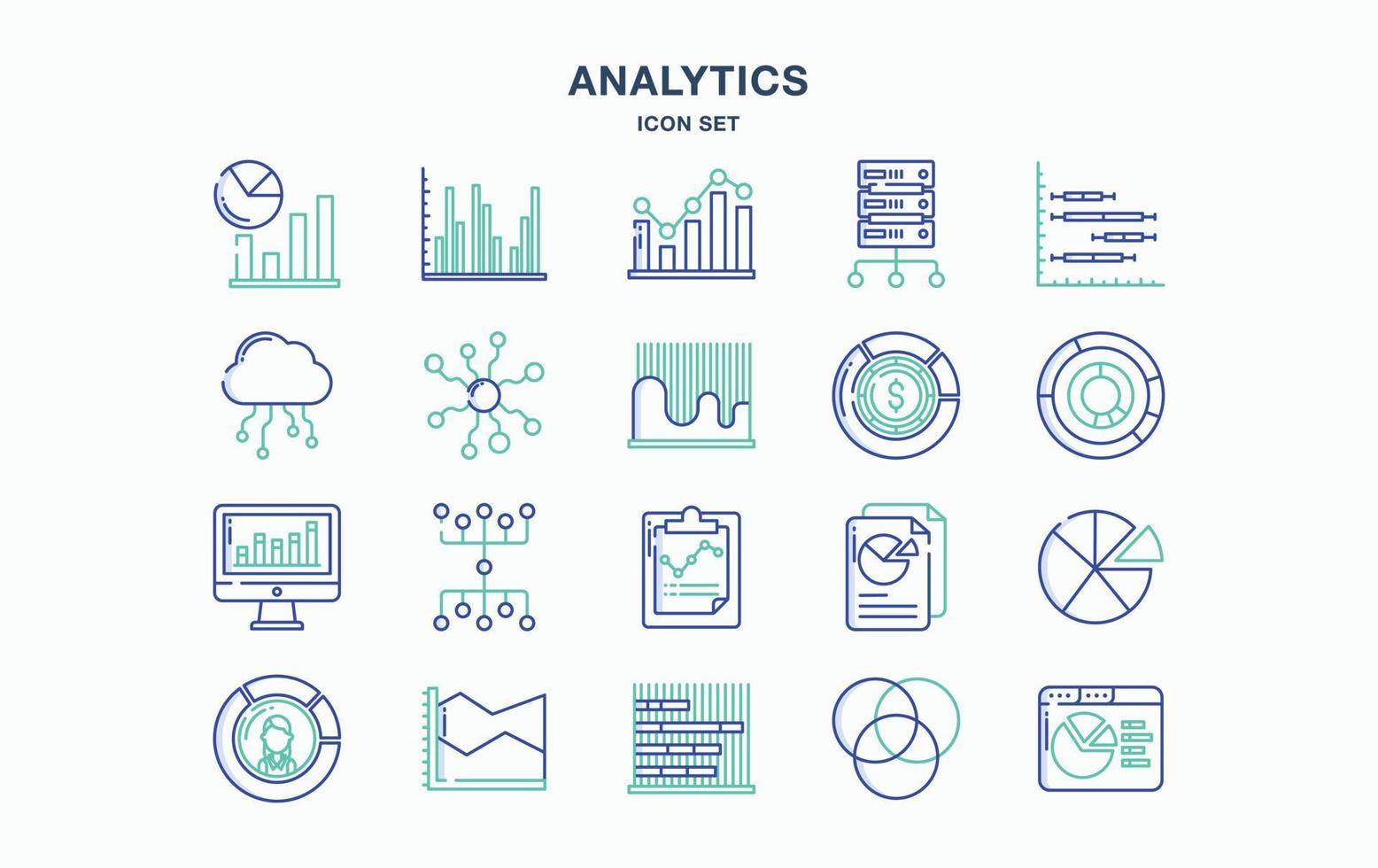 Graph and Data Analytics icon set vector