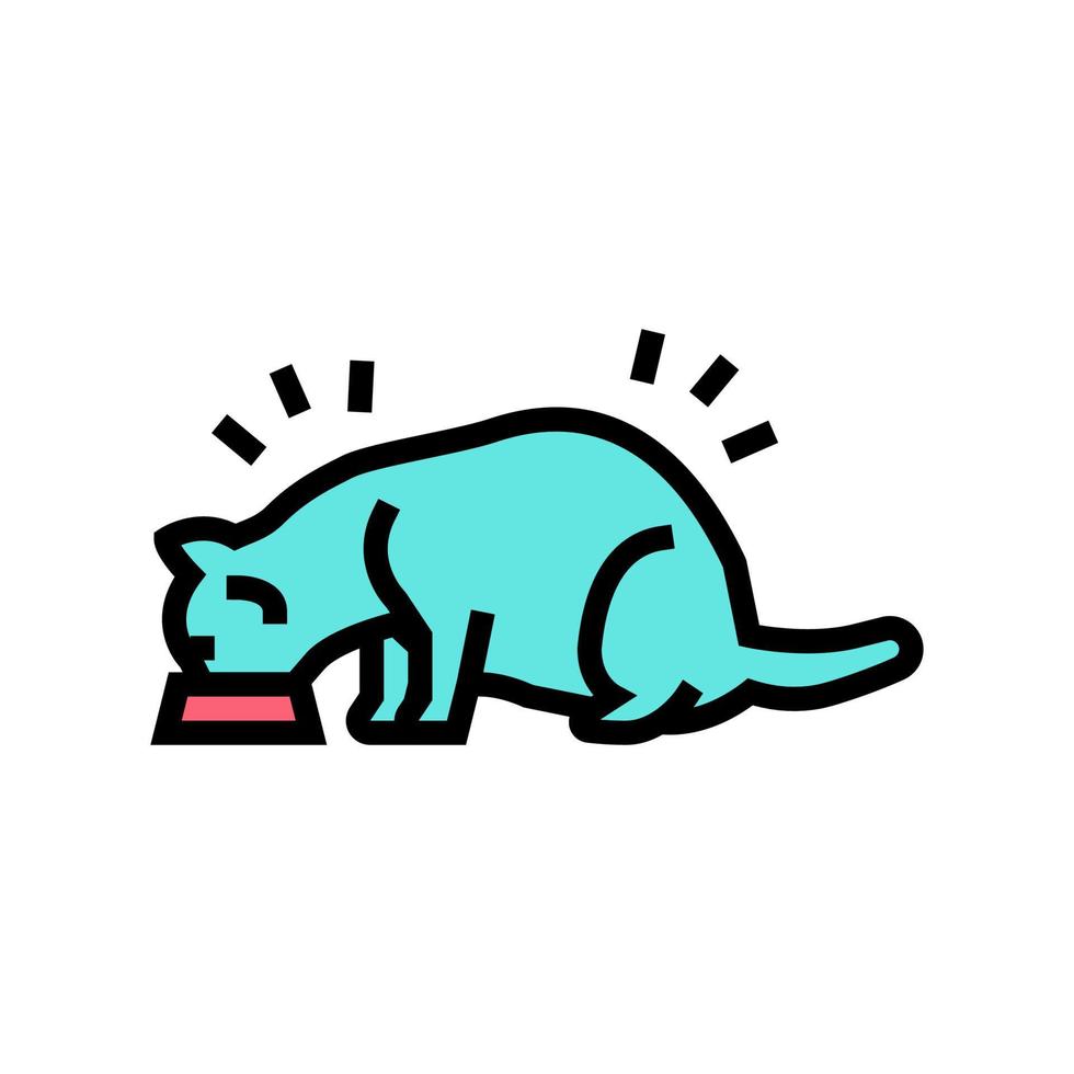 cat eating food color icon vector illustration