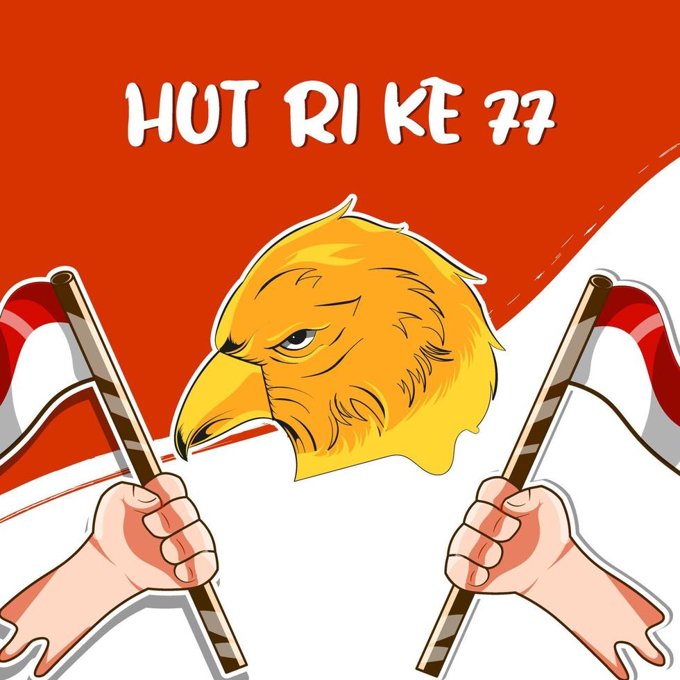 PREMIUM VECTOR l red and white Indonesian independence banner design and 77th RI anniversary. logo design mascot design