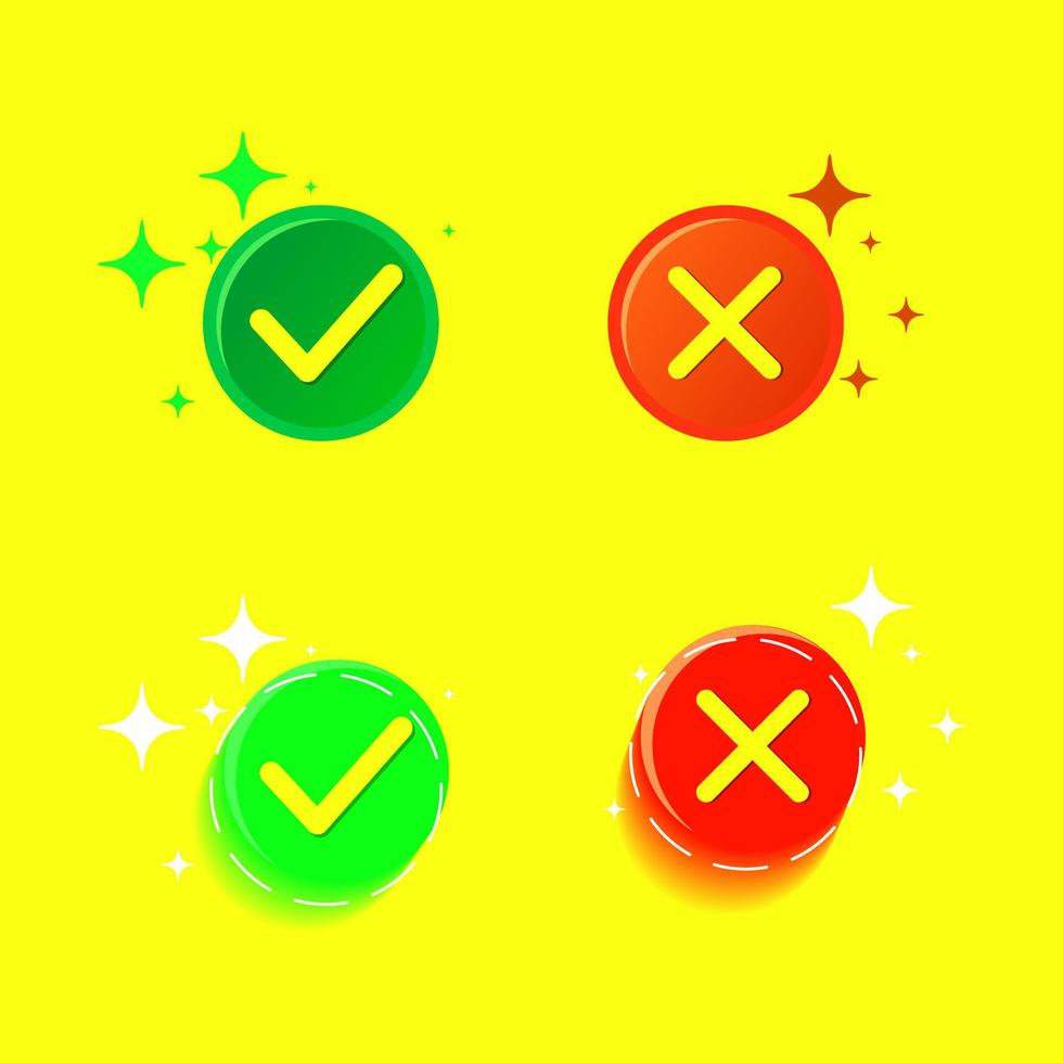 vector premium l gran conjunto de botones planos marca de verificación verde y cruz roja. símbolo lindo. Descarga gratis