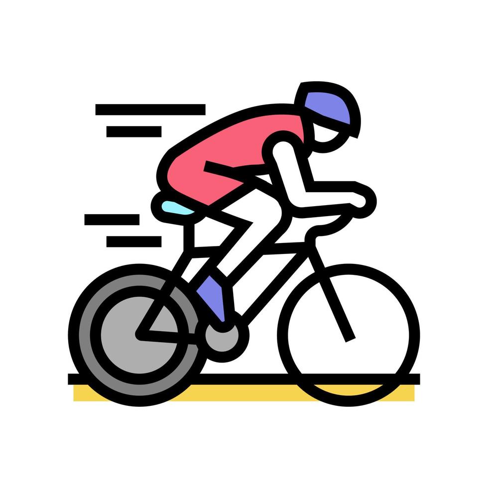 Ilustración de vector de icono de color de bicicleta de equitación deportiva