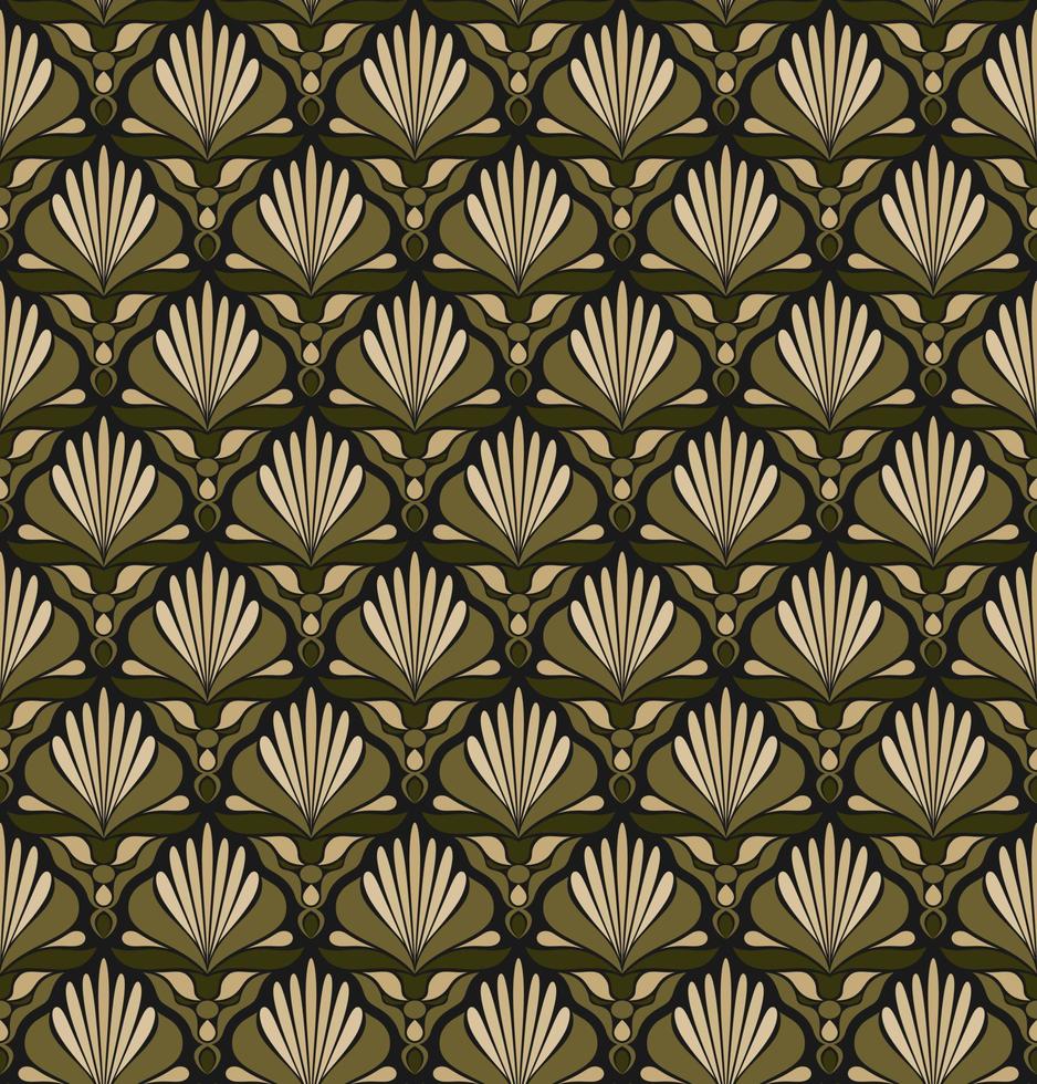 SEAMLESS VECTOR BACKGROUND IN ART NOUVEAU STYLE WITH GREEN PLANT ELEMENTS