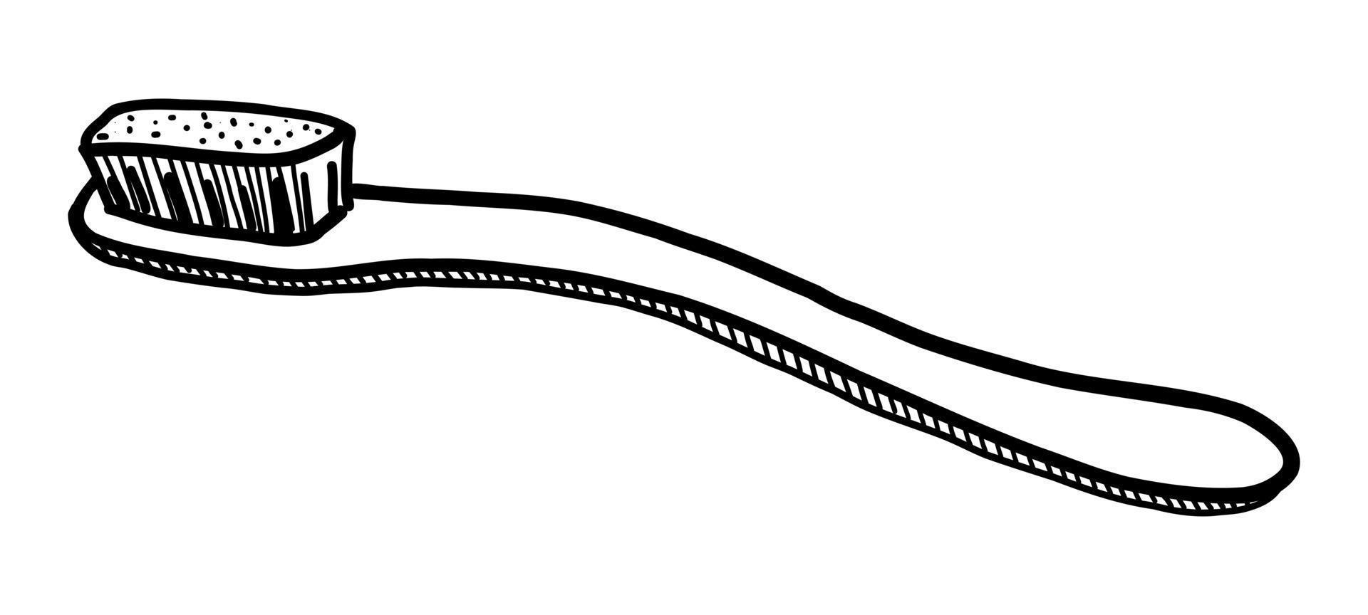 VECTOR ILLUSTRATION OF AN ISOLATED TOOTHBRUSH ON A WHITE BACKGROUND. DOODLE DRAWING BY HAND