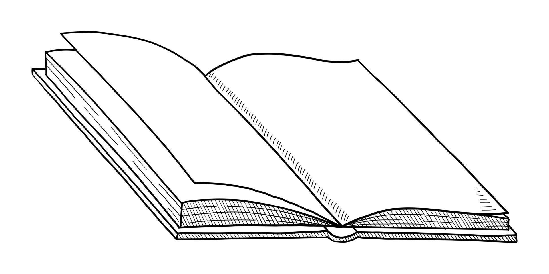 VECTOR OPEN BOOK ISOLATED ON A WHITE BACKGROUND. DOODLE DRAWING BY HAND