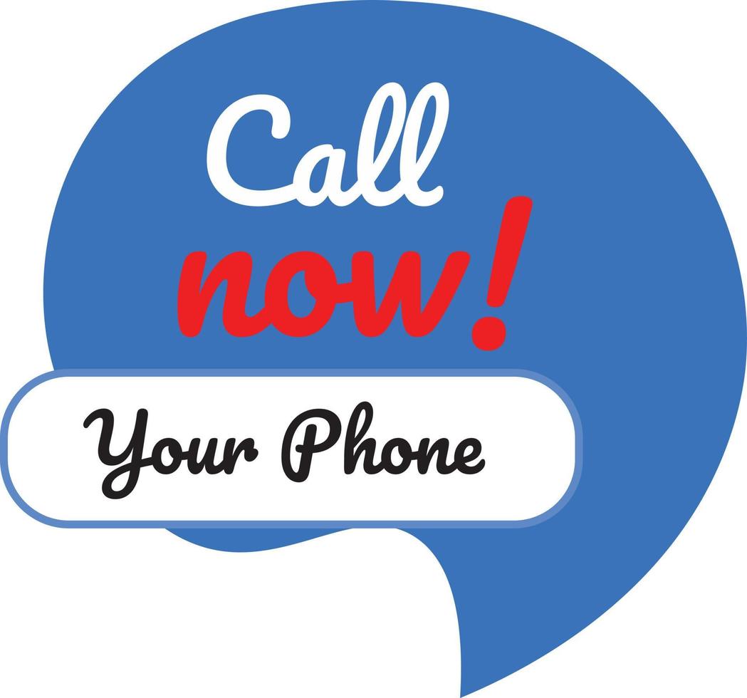Call Now Lettering Text vector illustartotion