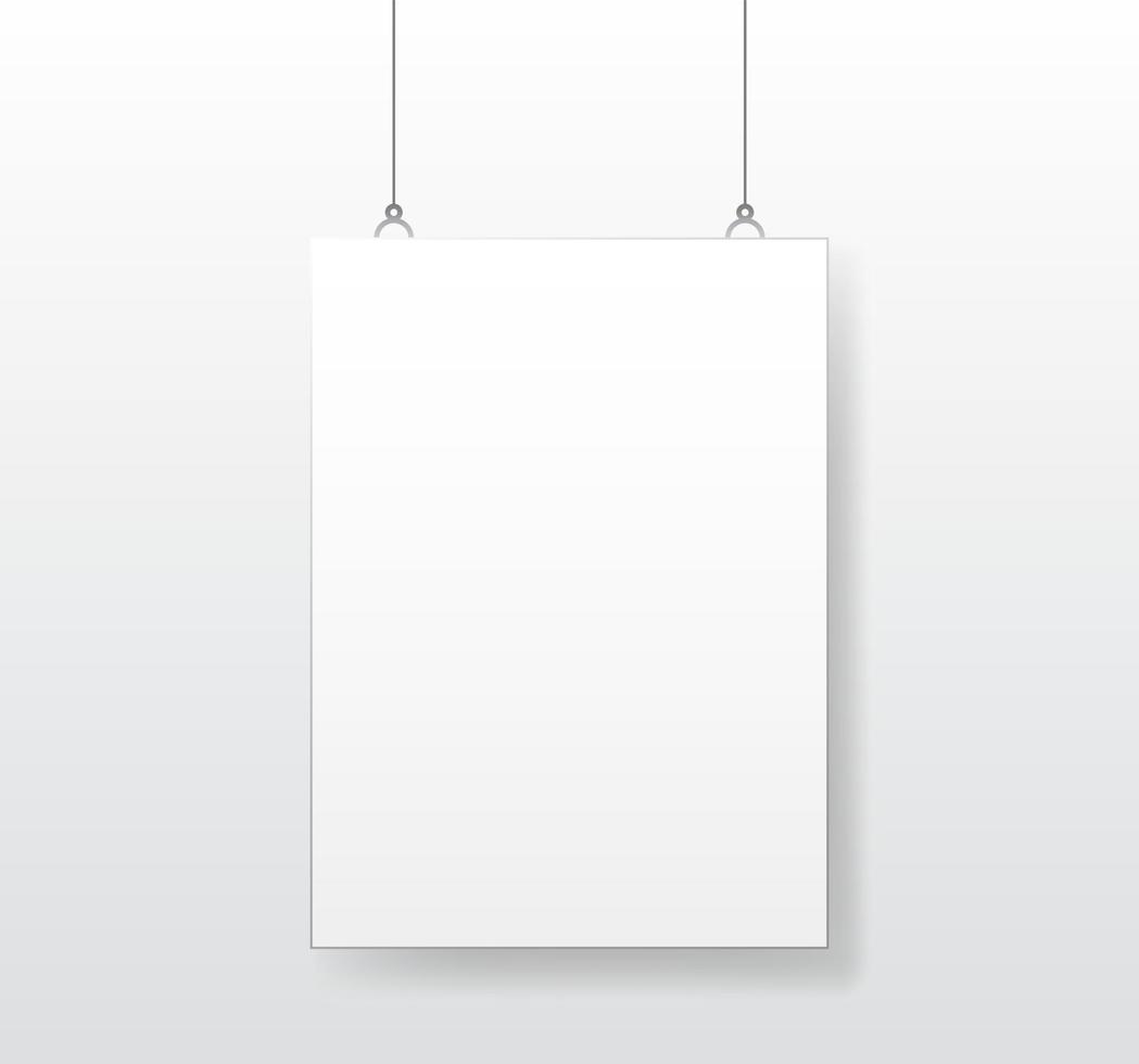 Hanging Poster White Blank Mockup Clipped Empty Canvas Sheet Showcase
