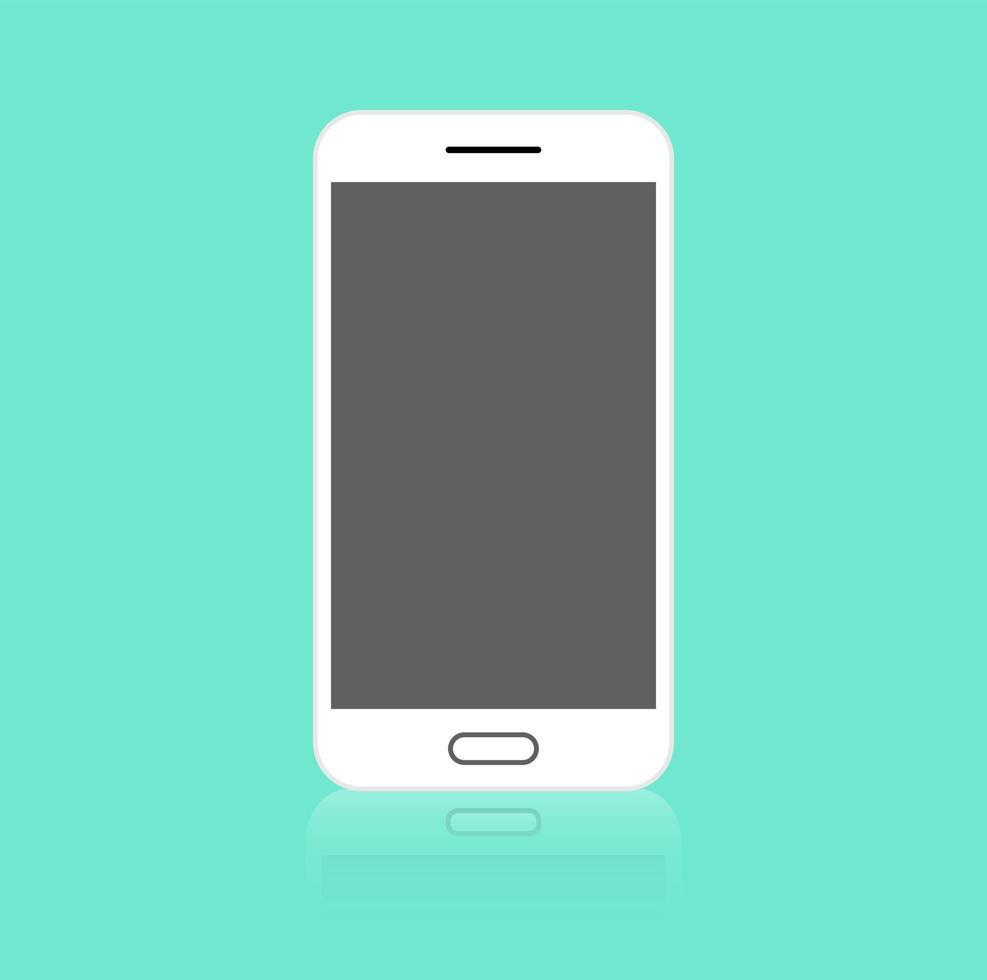 teléfono inteligente moderno icono plano ilustración reflexión elemento web tecnología dispositivo pantalla en blanco vector