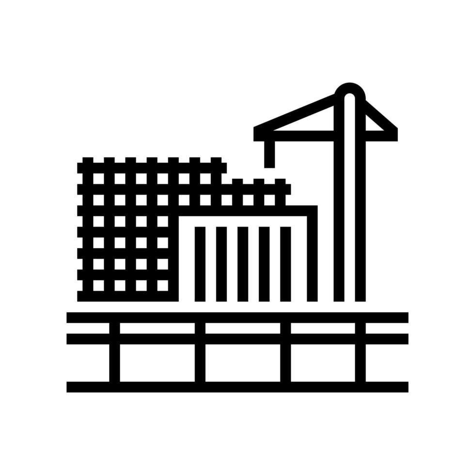 edificio construcción línea icono vector ilustración