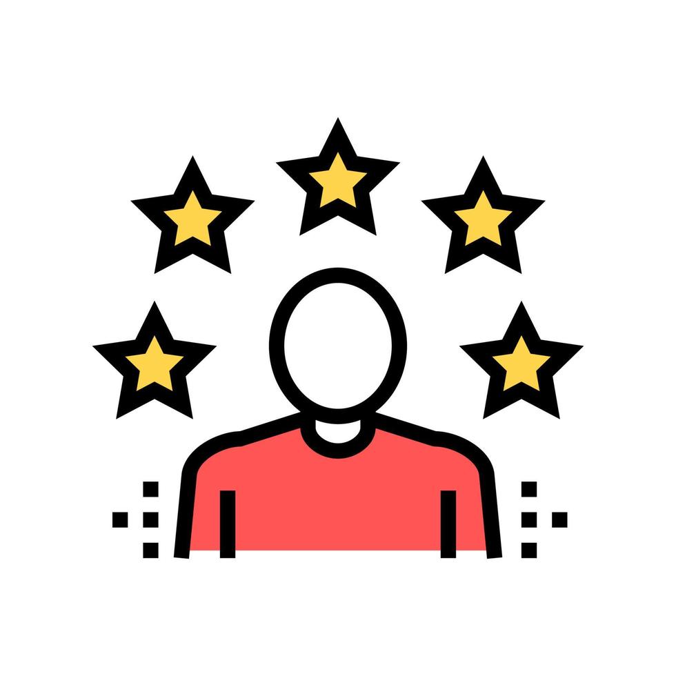 human with stars review color icon vector illustration