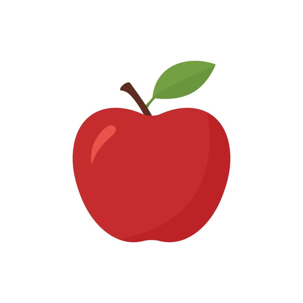 Red apple in flat style.Vector illusration solated on white background. vector