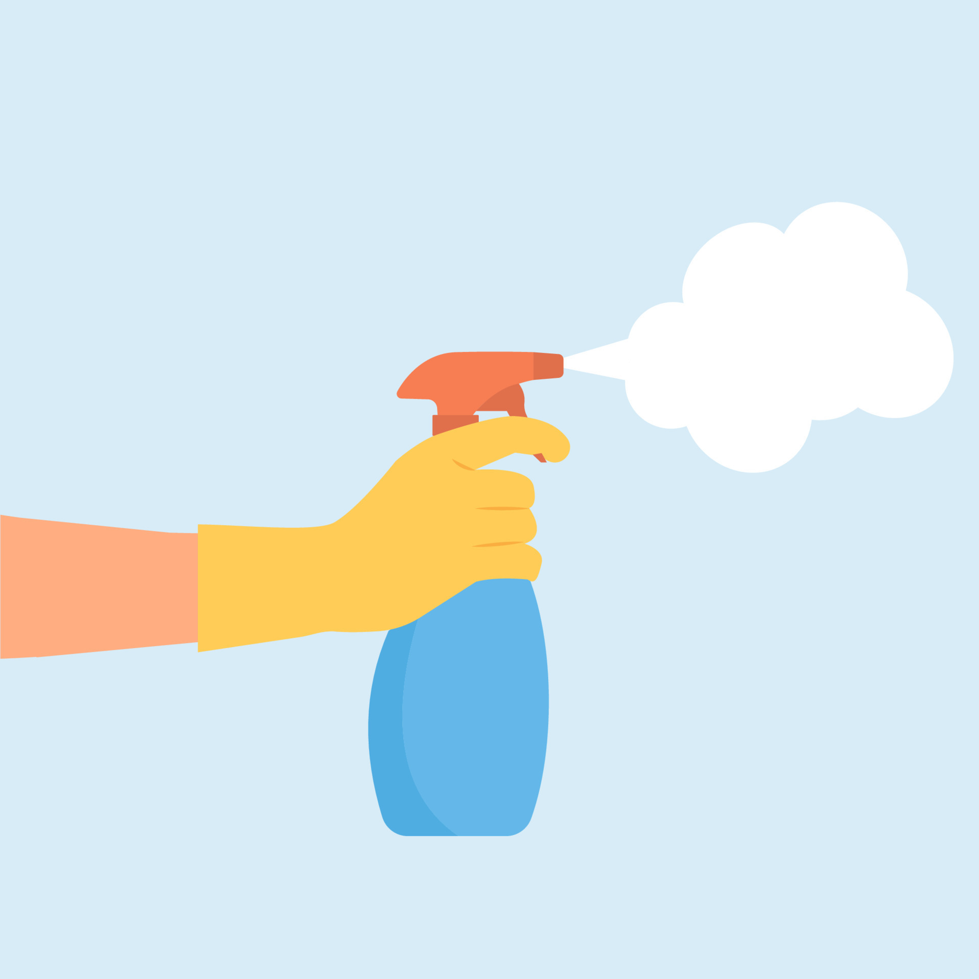 Spraying antibacterial sanitizing spray.Sanitizer. Spray bottle