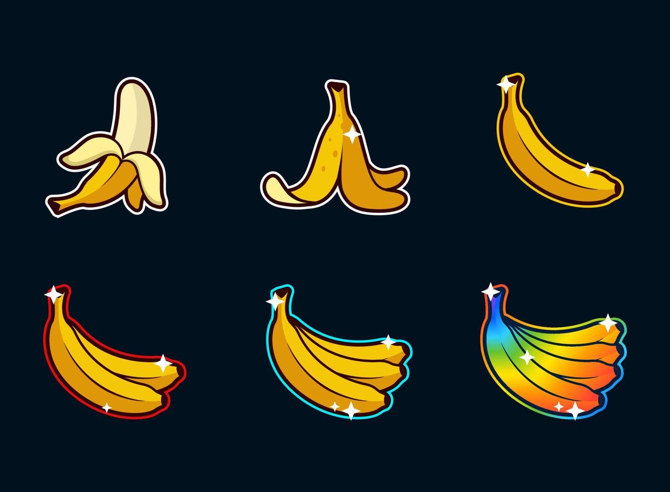 Banana badge emotes collection. can be used for twitch youtube. set illustration vector