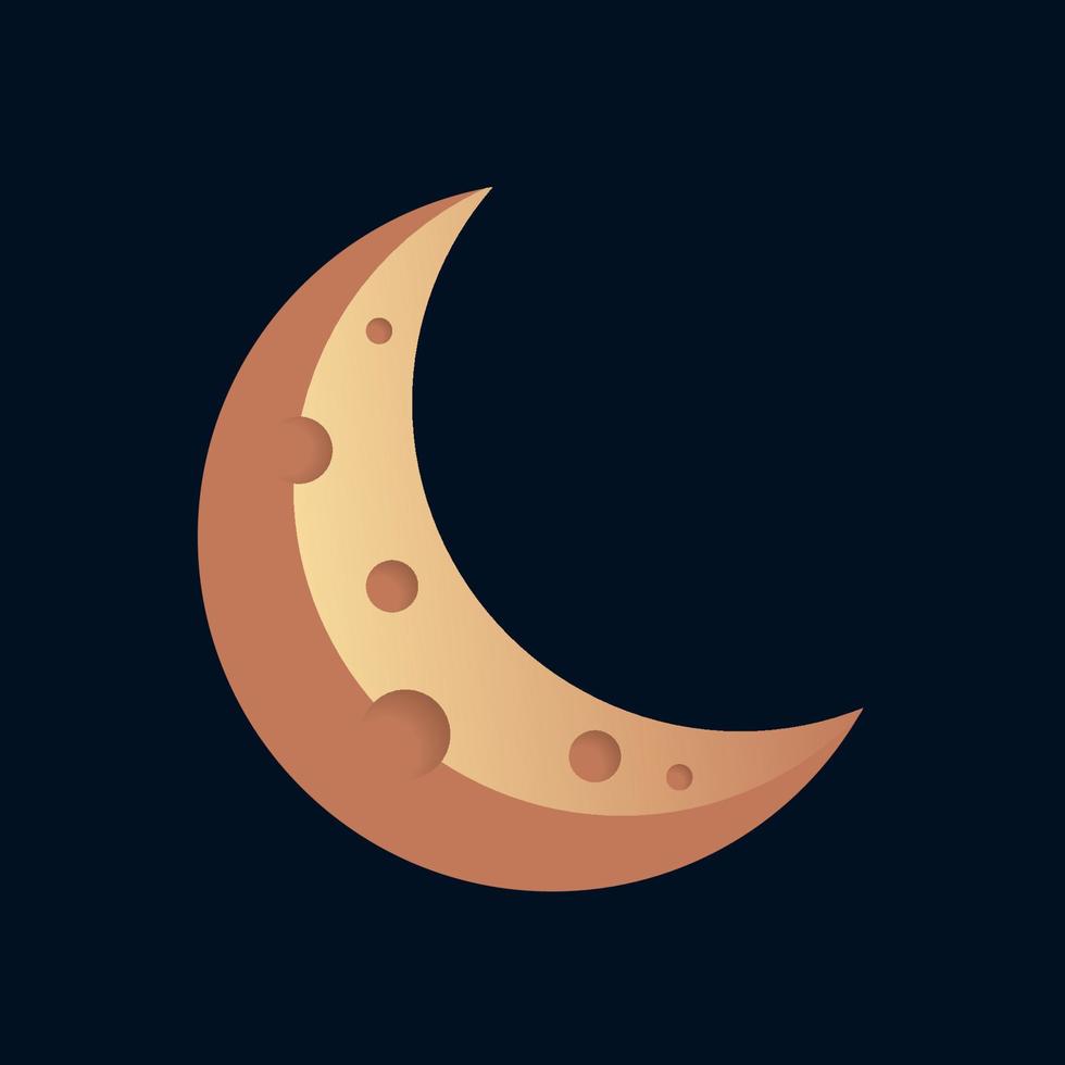 crescent moon gold logo illustration vector