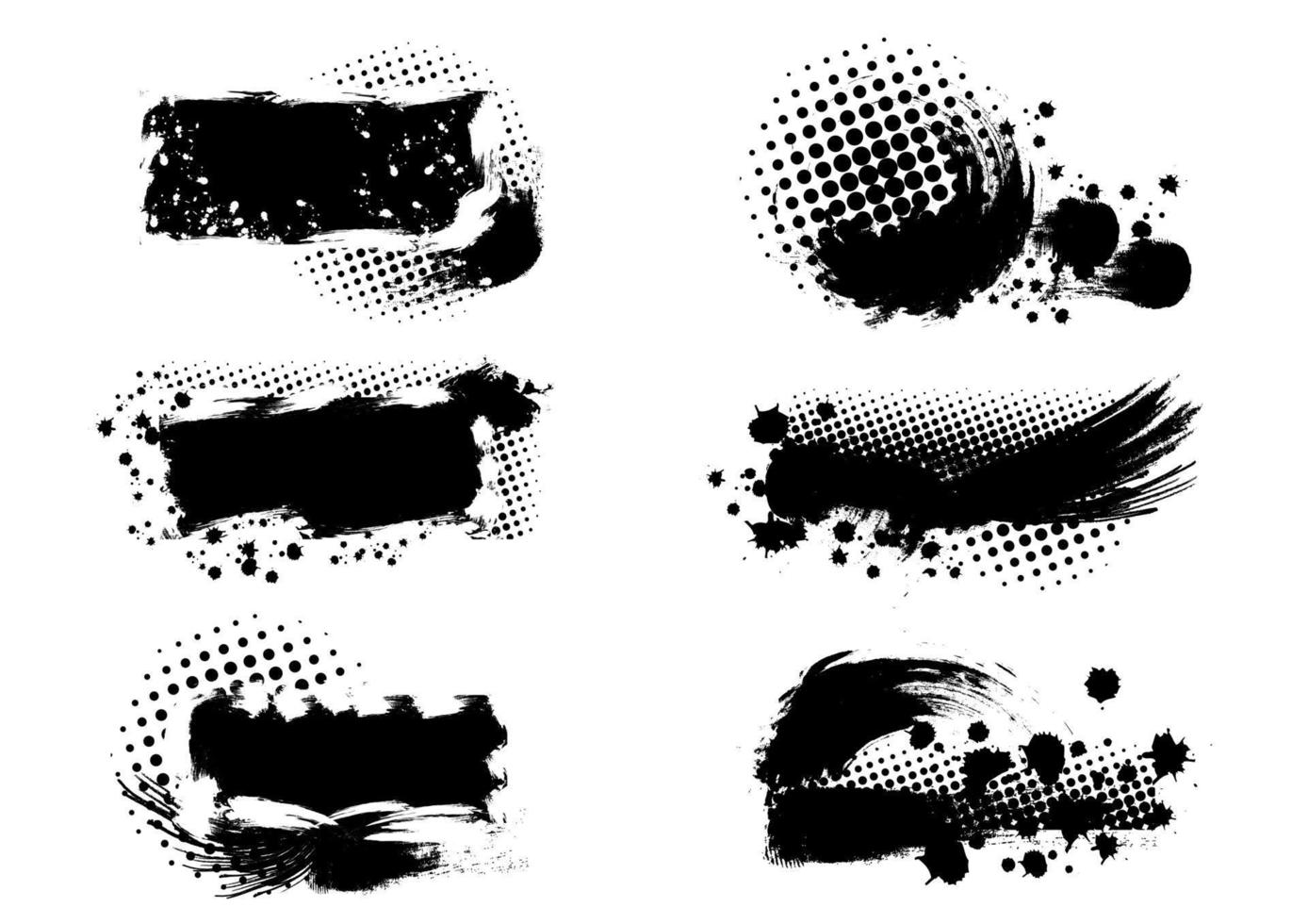 Set of Grunge frame of paint and Halftone background Vector illustration 003