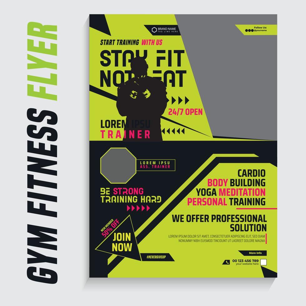 Gym Fitness Yoga Health Motion Flyer Poster Design Template Free Download vector