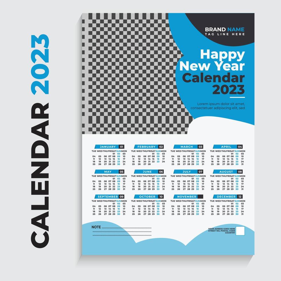 Wall Calendar 2023 Design Template Blue Free Download vector