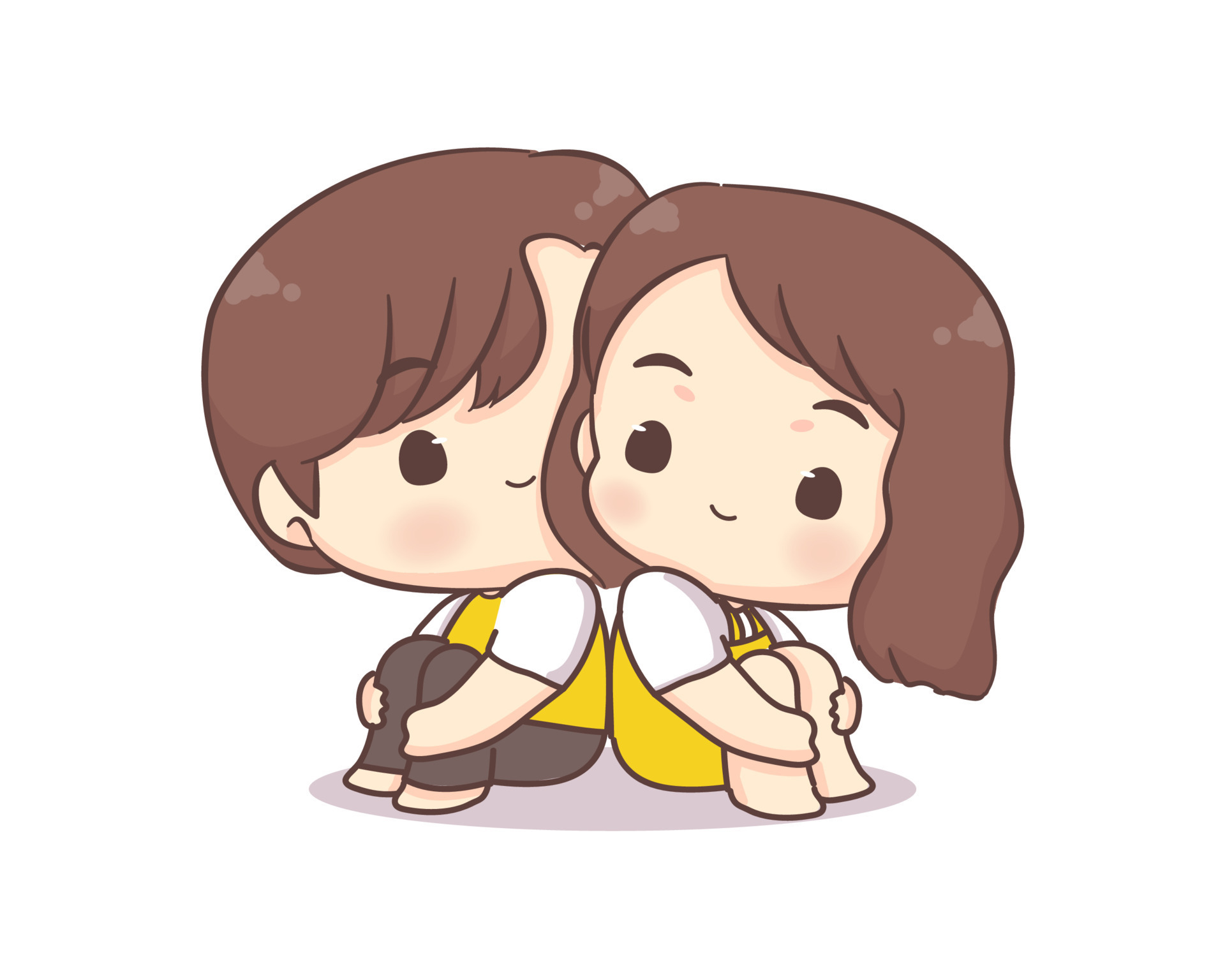 Cute lovers couple chibi cartoon character. Happy valentine day 10405733  Vector Art at Vecteezy