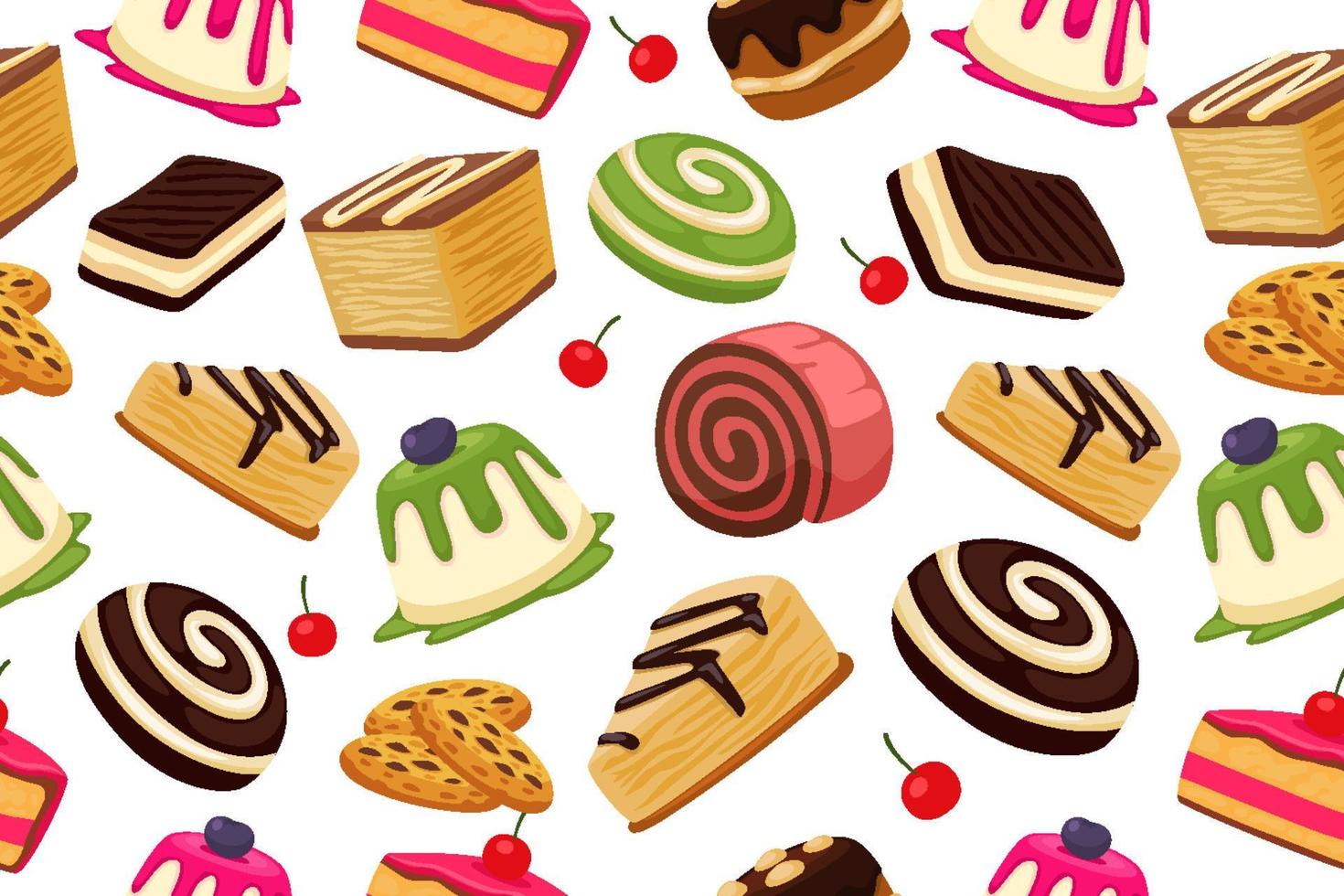 Dessert Cake Themed Seamless Background vector