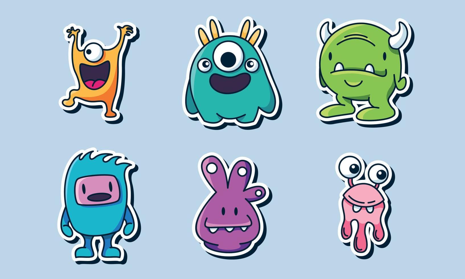 Seamless pattern with funny monsters. Sticker monster vector