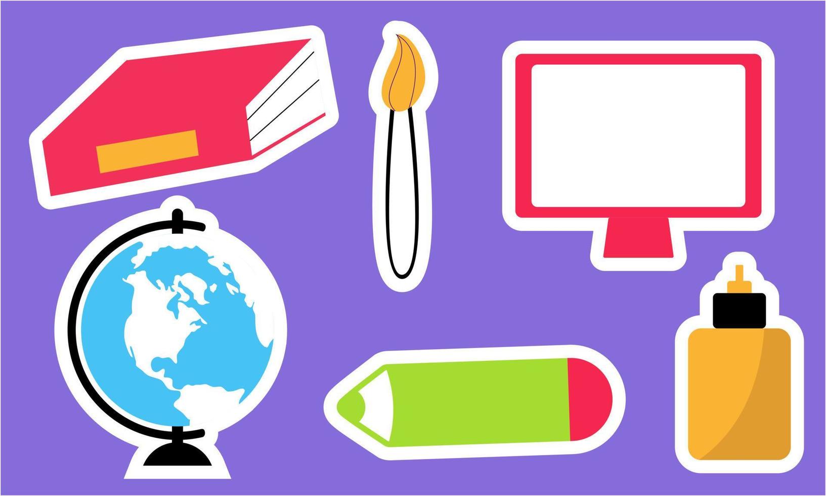 Stickers with school supplies collection. Back to school vector