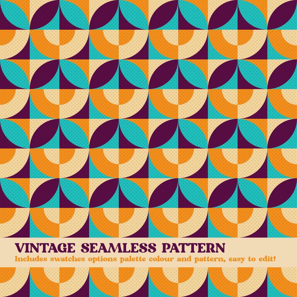 vintage seamless pattern design with swatches options color palette and pattern v2 vector