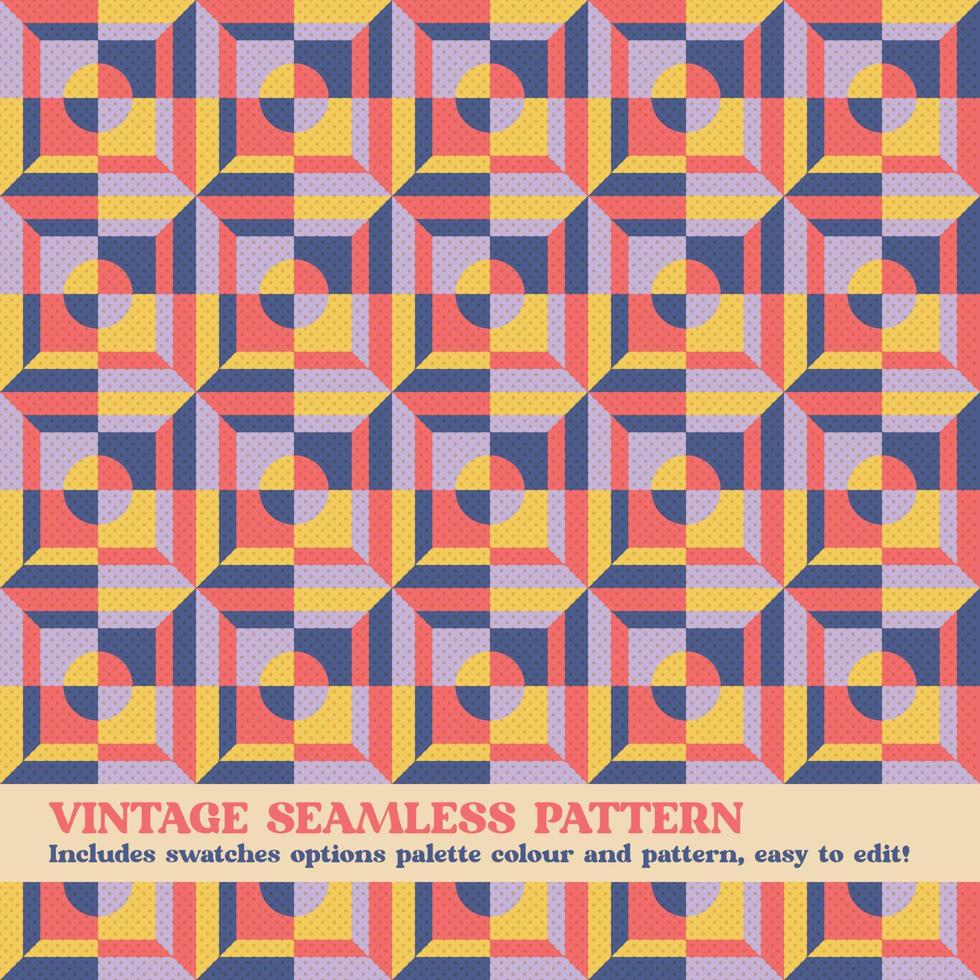 vintage seamless pattern design with swatches options color palette and pattern v2 vector