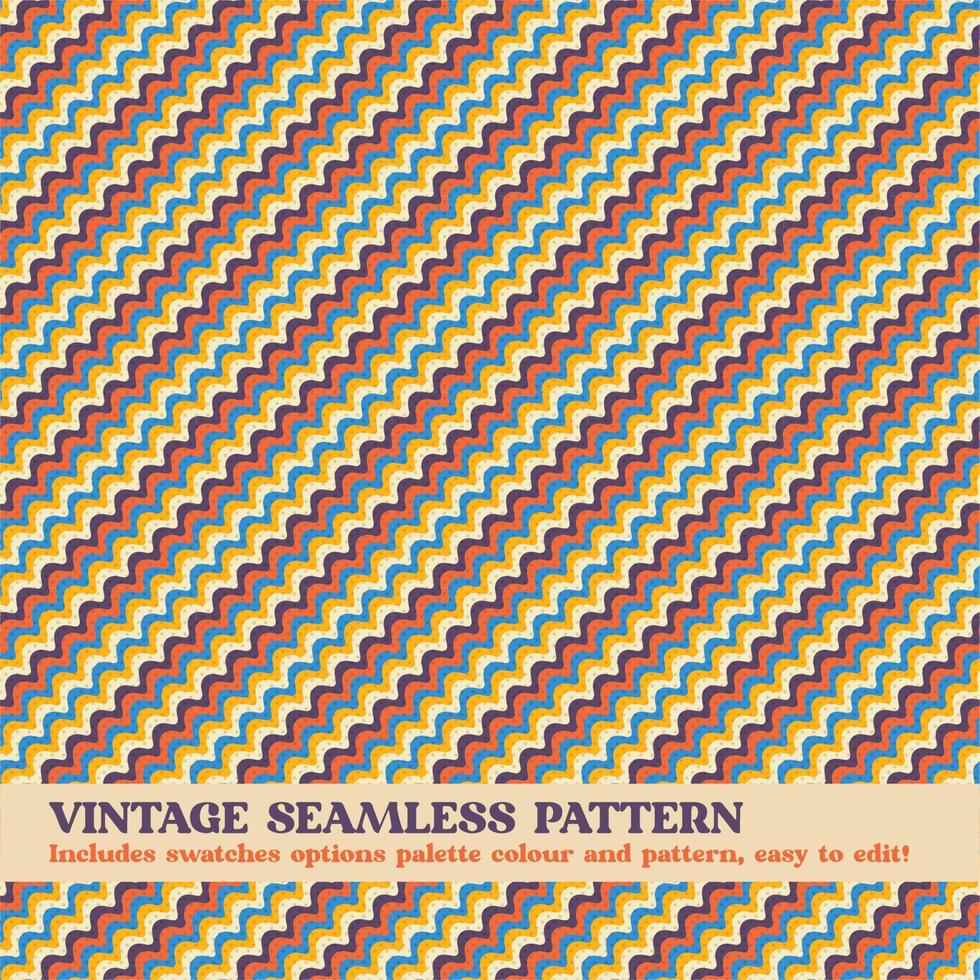 vintage seamless pattern design with swatches options color palette and pattern v2 vector