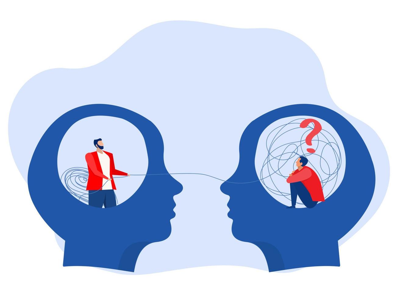 The opposite mindset chaos and order in thoughts, Businessman Problem solution as complete difficult and messy task person concept. vector illustration