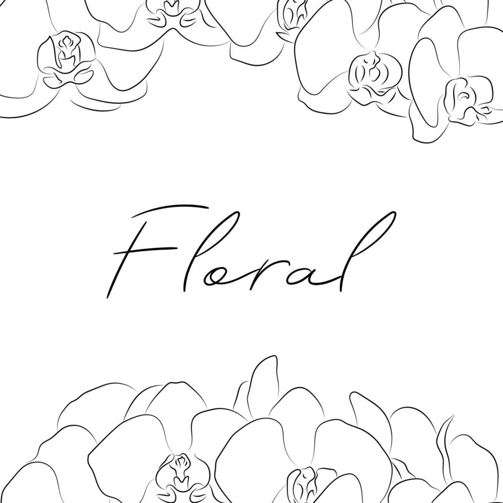 Flower in line art style. Planr background vector