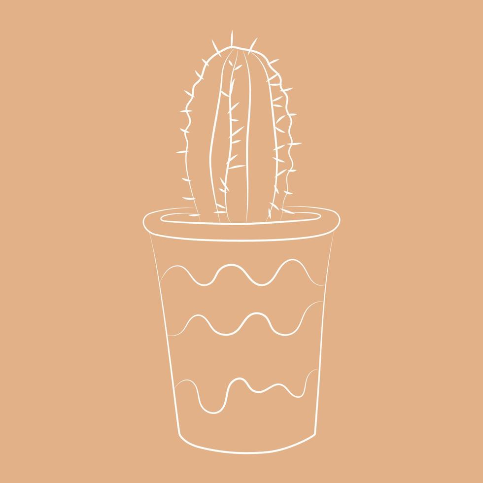 ilustración de dibujos animados con doodle de cactus verde para tela, web, diseño de postales. ilustración vectorial dibujada a mano. elemento natural dibujado a mano. vector