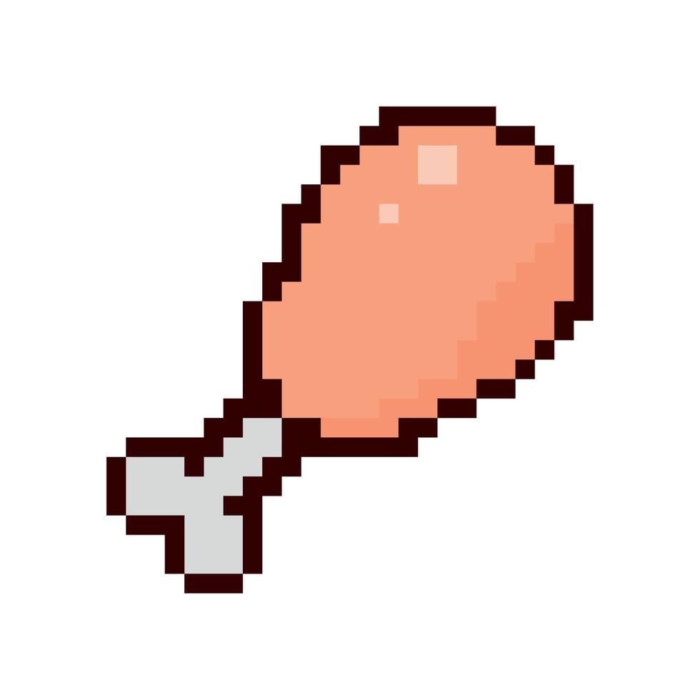 chicken leg pixel vector